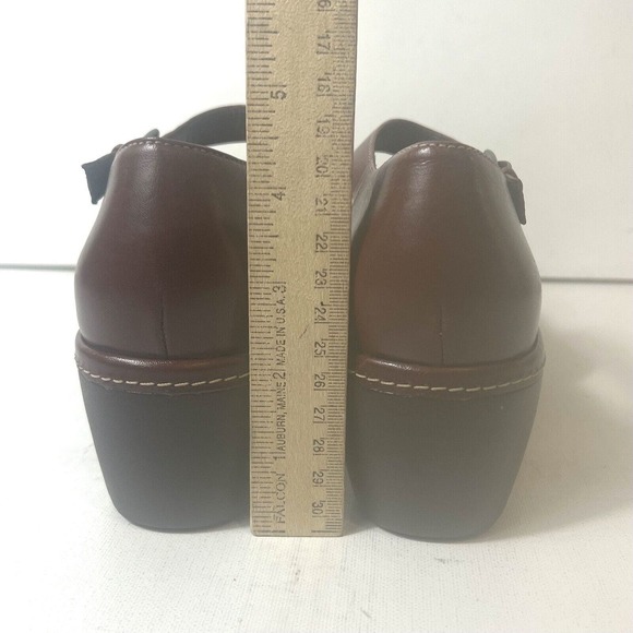 Ecco Womens EU 38 US 7.5 Mid Heels Burgundy Leather Ankle Strap Closed Toe Shoes - Picture 7 of 10